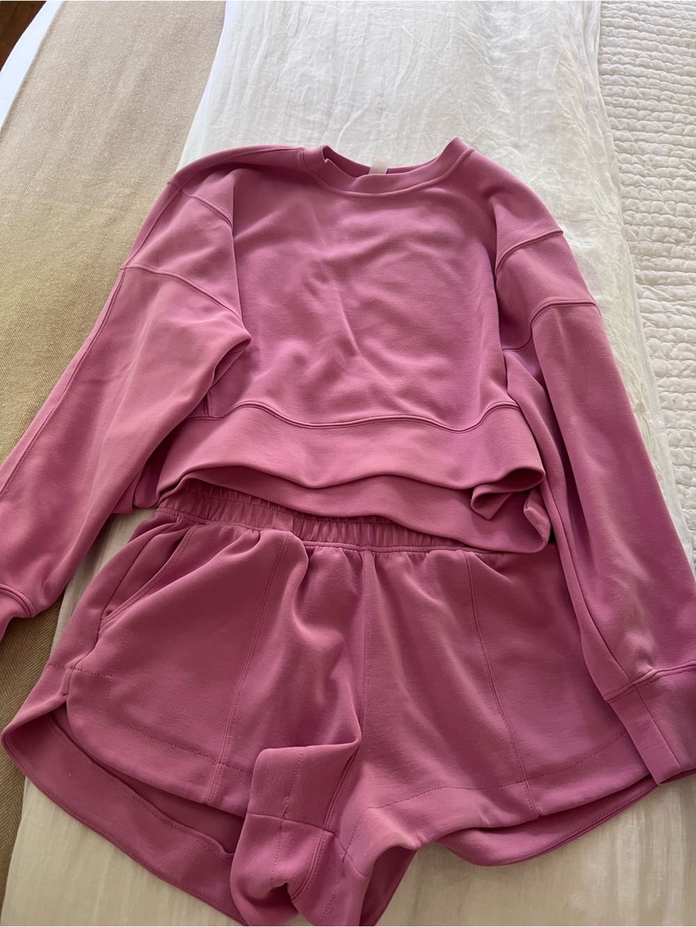 Yogalicious Pink Crewneck Sweatshirt & Shorts Pajama Set